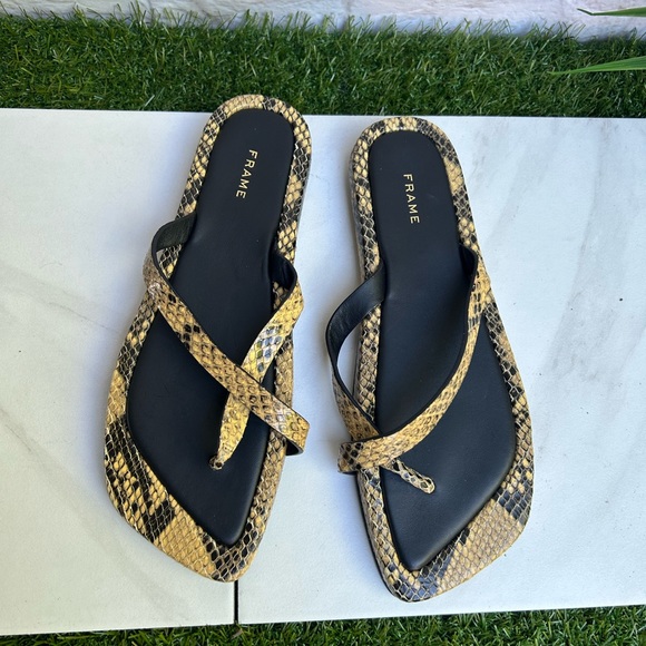 Frame Le Montauk Leather Cross Sandals python multi Size 38 like new - Picture 7 of 9